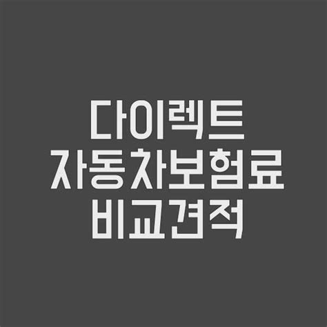 다이렉트 자동차보험료 비교견적 및 가입방법 내 차에 맞는 최적의 보험 선택하기 Snk119s