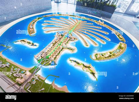 23 February 2021, Dubai, UAE: Layout and plan of the artificial island ...