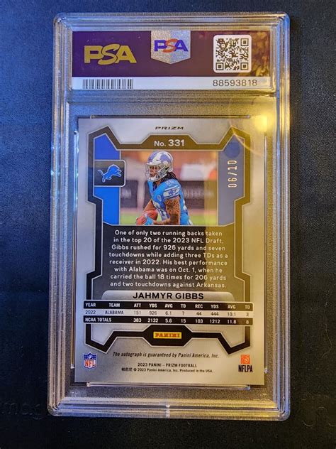 2023 Panini Prizm 🔥 Jahmyr Gibbs Rookie True Gold Auto 10 🔥 Ebay