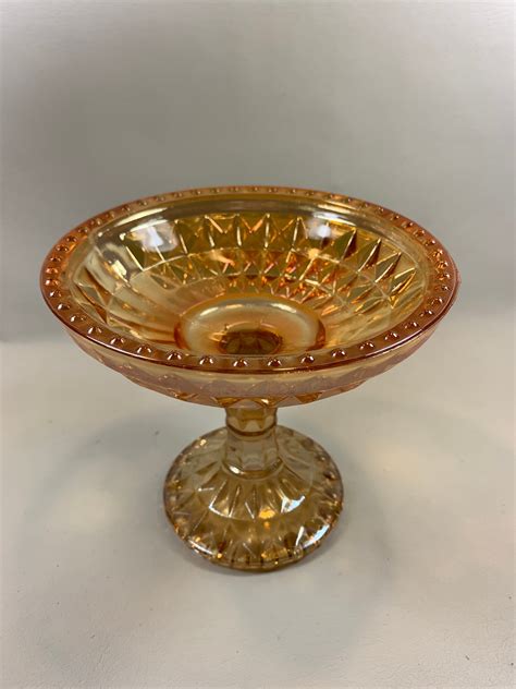 Vintage Marigold Carnival Glass Candy Dish Etsy Carnival Glass Glass Candy Dish Glass Candy