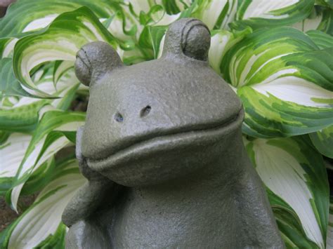 Frog Garden Statue Relaxing Concrete Frog Cement Garden Art | Etsy