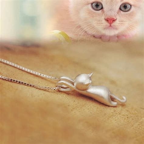 925 Sterling Silver Necklaces Cute Cats Pendants Necklaces Pure