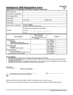 Fillable Online Intelligence DNS Requisition Form Fax Email Print