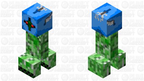 Blue Steel Helmet Creeper Minecraft Mob Skin