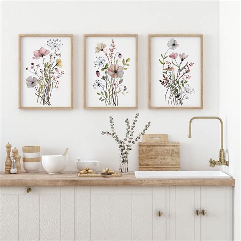 Set Of Wildflower Prints Floral Wall Art Botanical Print Etsy