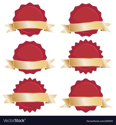 Red Seals With Gold Banners Royalty Free Vector Image