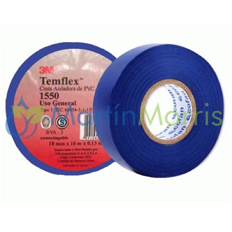 Cinta Aisladora 3m Temflex 1550 Comun Rollo 18mm Por 10 Metros Color Azul