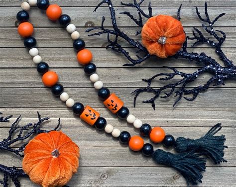 Jack O Lantern Bead Garland Etsy