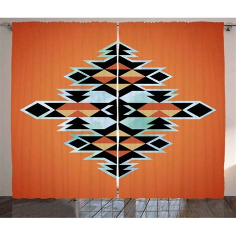 Tribal Curtains 2 Panels Set Tribal Aztec Pattern Ethnic Abstract Design Traditional Elements