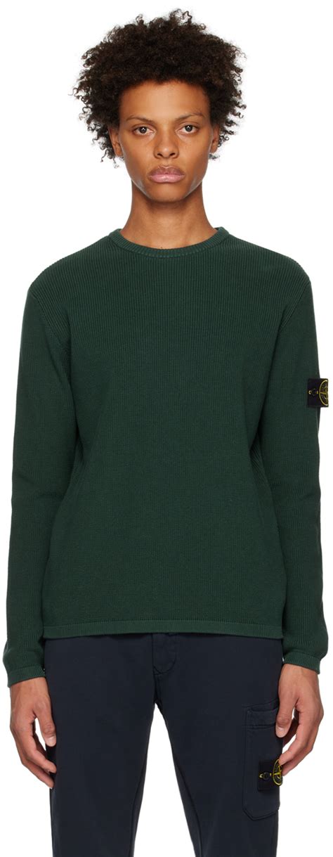 Stone Island Pull Vert En Tricot C Tel Ssense France