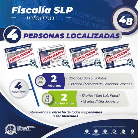 Localiza Fiscalía a cuatro personas con fichas de búsqueda en SLP