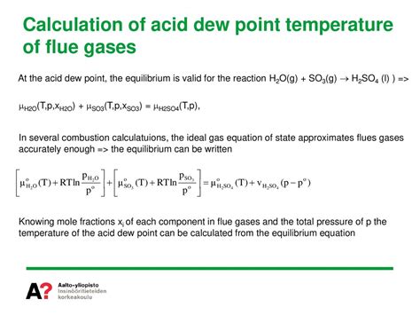 Lecture 6 Defining The Equilibrium By Minimizing The Gibbs Energy Acid Dew Point Temperature Of