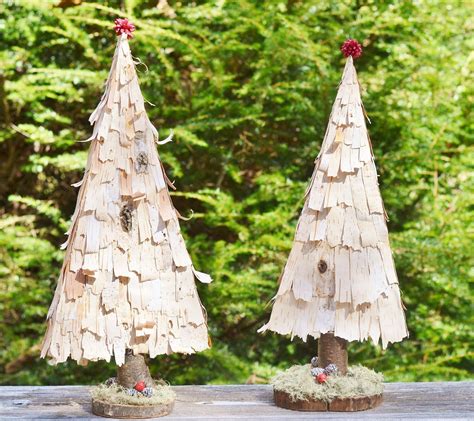 Rustic Christmas Decoration Birch Bark Christmas Trees Etsy