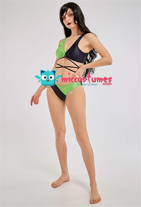 Shego Derivative Swimsuits Cross Lace Up Bathing Suits Bikini Sets For Sale