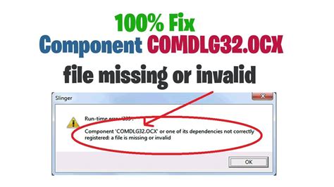 How To Fix Comdlg Ocx Missing Or Invalid Error Windows Youtube