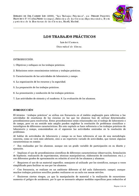 Los trabajos prácticos Luis del Carmen Didáctica de las Ciencias