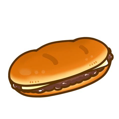 【食べ物・パン】あんバターコッペパンのかわいいフリーイラスト フタバのフリーイラスト