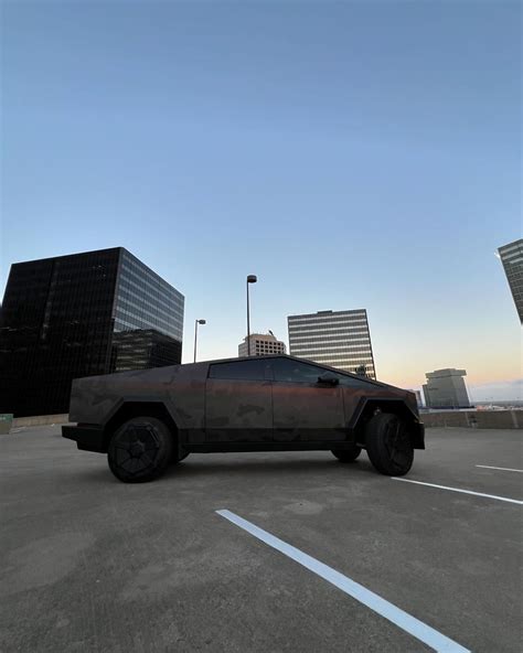 Dark Grey Black Camo Wrapped Cybertruck Looks Awesome Tesla