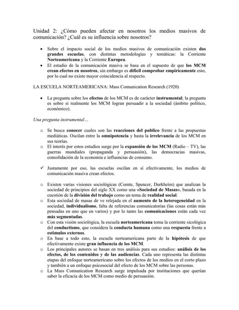 Unidad 2 Cómo pueden afectar en nosotros los medios