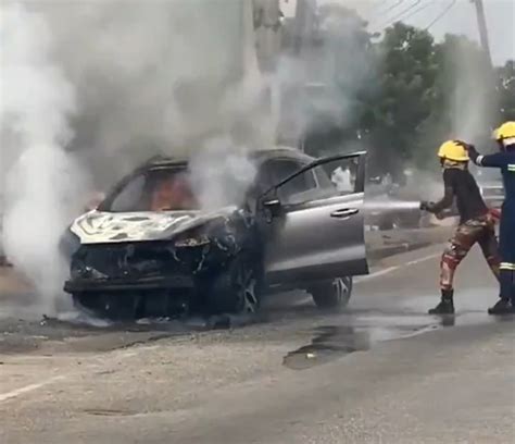 Moving Car Catches Fire Near Adum Stc Myjoyonline