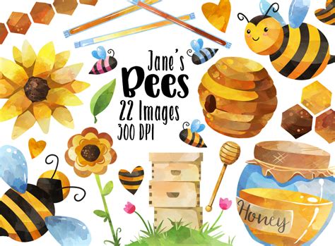 Watercolor Bees Clipart By Digitalartsi TheHungryJPEG