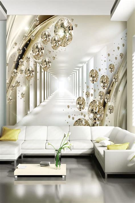 SUMGAR 3D Wall Murals Bedroom Large Wallpapers Living Room Peel and Stick Space Gold Pictures ...