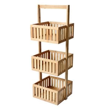 Organizador Multiuso Ripado 3 Andares Bambu Natural Oikos Organizador