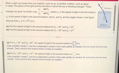 Solved When A Light Ray Travels From One Medium Such As