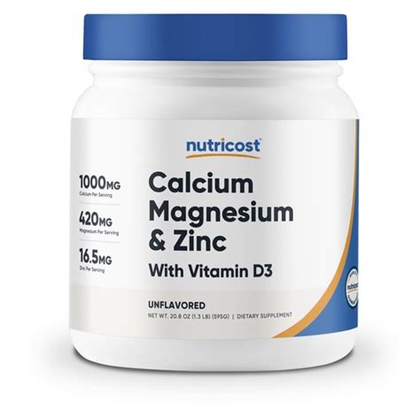 Nutricost Calcium Magnesium Zinc With Vitamin D3 Powder 60 Servings Supplement