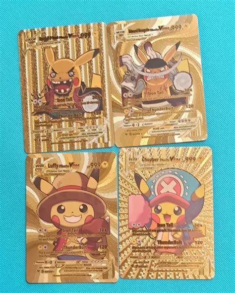 CARTES POKEMON PIKACHU Pika One Piece Op Luffy Holo Prism Manga Kawaii