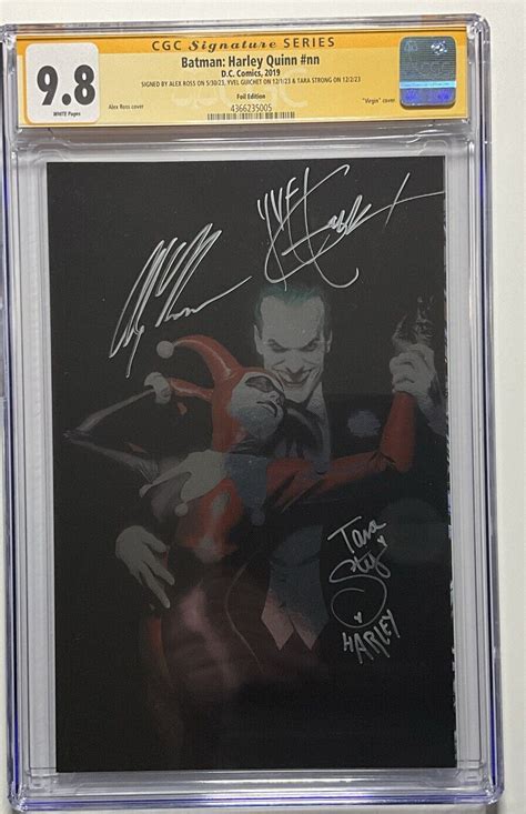 Batman Harley Quinn Cgc Ss 98 Signed 3x Tara Strong Alex Ross Yvel Guichet Nm Ebay