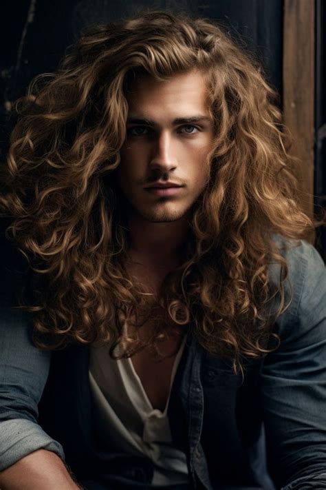 Handsome Man With Long Curly Hair Mens Long Hairstyles Curly Long