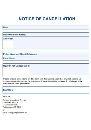 30 SAMPLE Notice Of Cancellation Templates In PDF MS Word