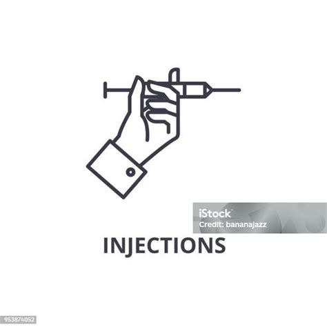 Injeksi Ikon Garis Tipis Tanda Simbol Illustation Konsep Linear Vektor