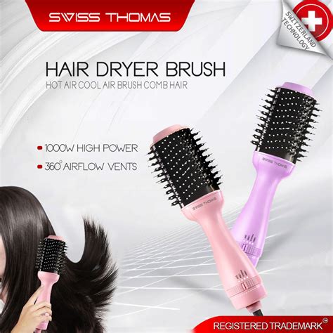 Swiss Thomas Hot Air Cool Air Brush Comb Hair Curler Hair Dryer In Rotation