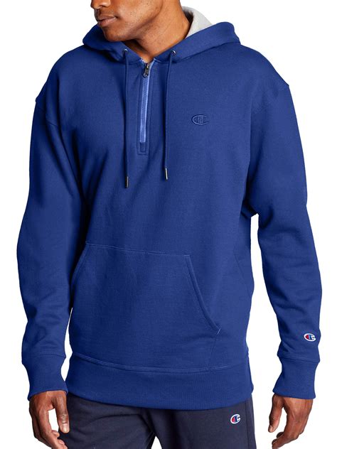 Champion Men S Powerblend Fleece Quarter Zip Hoodie With Embroidered Logo Up To Size 2xl