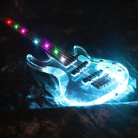 2019 Populer 5 Strings Colorful Led Light Electric Bass Guitar Z Ww7 Acrylic Body Crystal Bass