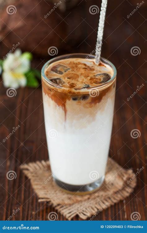 Iced Coffee with Coconut Milk Stock Image - Image of drink, cream ...