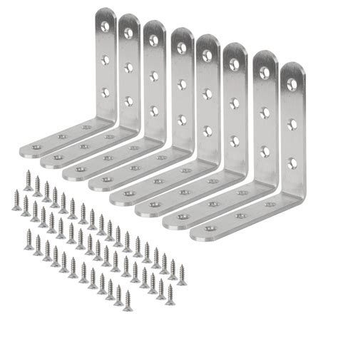 Uxcell 8pcs 100x100mm Stainless Steel L Shaped Angle Brackets With