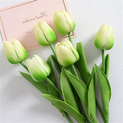 Janrevotw 20 Pcs Multicolor Tulips Artificial Flowers Faux Tulip Stems