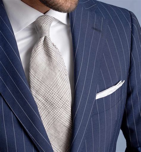 Allen Navy S130s Pinstripe Tropical Wool Suit Custom Fit Tailored