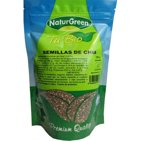 Naturgreen Semillas De Chía Ecológicas Ricas En Omega 3 Envase 225 G Tu