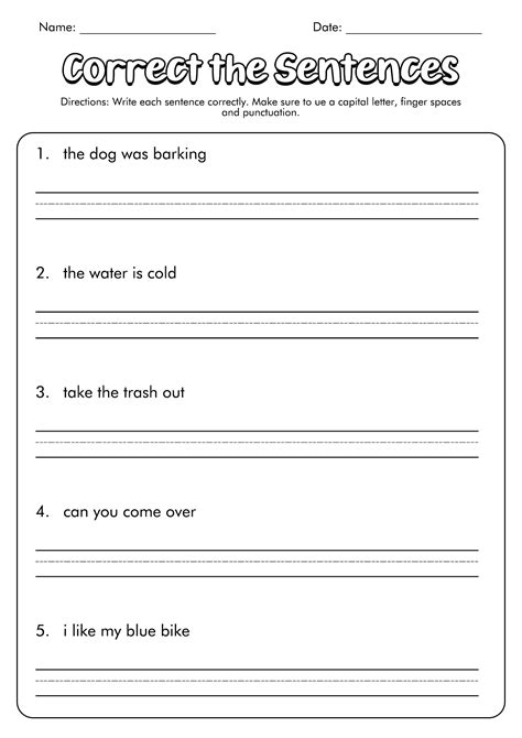 17 Simple Sentences For Kindergarten Worksheet Free Pdf At