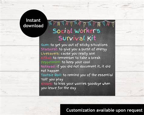 Social Work Survival Kit Printable Survival Kit For Social Etsy España