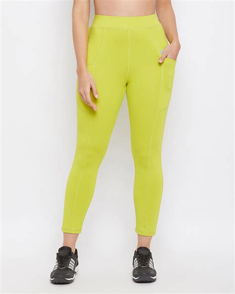 Buy Clovia Snug Fit Active Ankle Length Tights In Lime Green For Women Green Online At Bewakoof