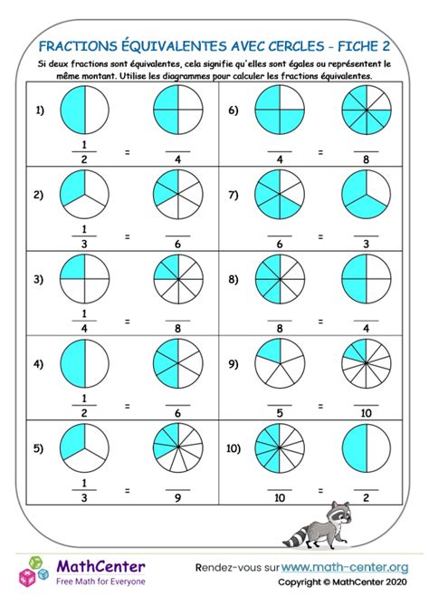 Ce Fiches De Travail Quivalence Des Fractions Math Center