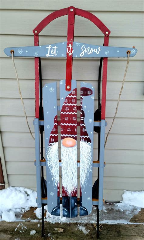 Gnome Sled Christmas Wood Crafts Christmas Decorations Diy Outdoor