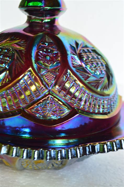 Carnival Glass Butter Dish Butter Dish With Dome Lid Vintage Etsy