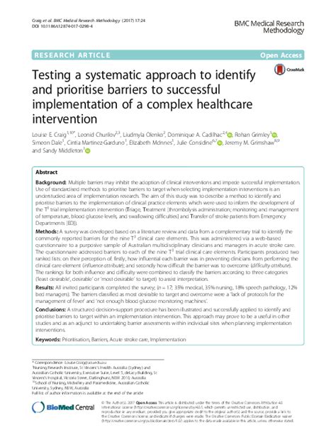 Pdf Testing A Systematic Approach To Identify And Prioritise Barriers