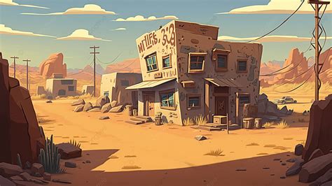 Desert City Abandoned Dilapidated Illustration Background Desert